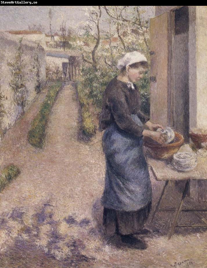 Camille Pissarro Woman washing dishes